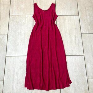 Vintage 90s pink short sleeve baby doll style  floral embroidery maxi dress